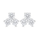 Sterling Silver 925 Earring Rhodium Plated Embedded With White Zircon