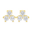 Sterling Silver 925 Earring Golden Plated Embedded With White Zircon