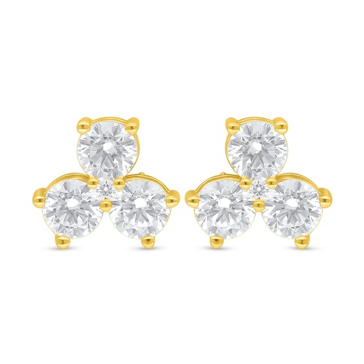 [EAR02WCZ00000D097] Sterling Silver 925 Earring Golden Plated Embedded With White Zircon