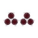 Sterling Silver 925 Earring Rhodium Plated Embedded With Ruby Corundum And White Zircon