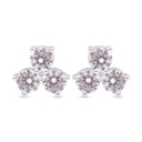 Sterling Silver 925 Earring Rhodium Plated Embedded With Pink Zircon And White Zircon