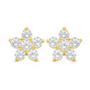 Sterling Silver 925 Earring Golden Plated Embedded With White Zircon