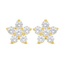 Sterling Silver 925 Earring Golden Plated Embedded With White Zircon