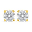 Sterling Silver 925 Earring Golden Plated Embedded With White Zircon