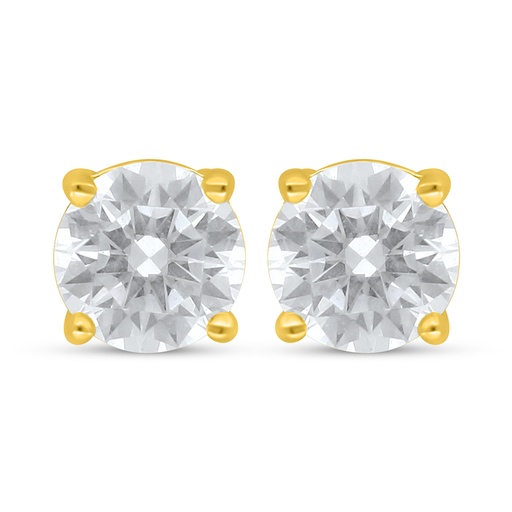 [EAR02WCZ00000D099] Sterling Silver 925 Earring Golden Plated Embedded With White Zircon