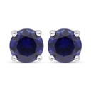 Sterling Silver 925 Earring Rhodium Plated Embedded With Sapphire Corundum 