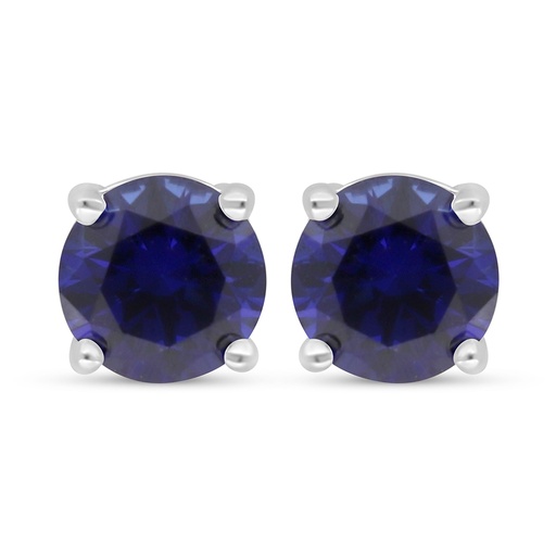 [EAR01SAP00000D099] Sterling Silver 925 Earring Rhodium Plated Embedded With Sapphire Corundum 