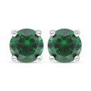 Sterling Silver 925 Earring Rhodium Plated Embedded With Emerald Zircon 