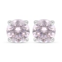 Sterling Silver 925 Earring Rhodium Plated Embedded With Pink Zircon 