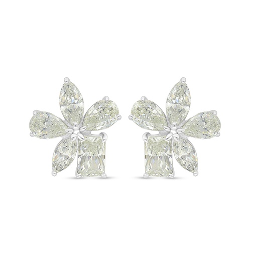 [EAR01CIT00000D100] Sterling Silver 925 Earring Rhodium Plated Embedded With Yellow Diamond 