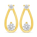 Sterling Silver 925 Earring Golden Plated Embedded With White Zircon