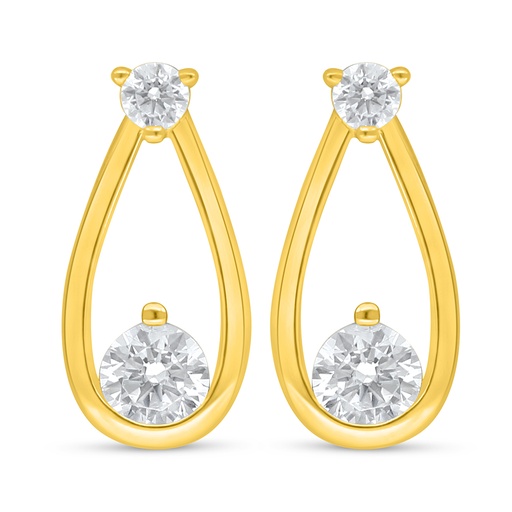 [EAR02WCZ00000D101] Sterling Silver 925 Earring Golden Plated Embedded With White Zircon