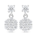 Sterling Silver 925 Earring Rhodium Plated Embedded With White Zircon