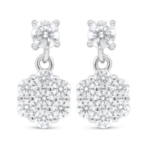 [EAR01WCZ00000D102] Sterling Silver 925 Earring Rhodium Plated Embedded With White Zircon