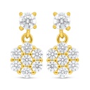 Sterling Silver 925 Earring Golden Plated Embedded With White Zircon