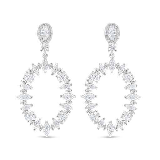 [EAR01WCZ00000D103] Sterling Silver 925 Earring Rhodium Plated Embedded With White Zircon