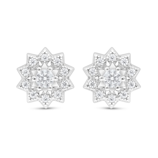 [EAR01WCZ00000D104] Sterling Silver 925 Earring Rhodium Plated Embedded With White Zircon