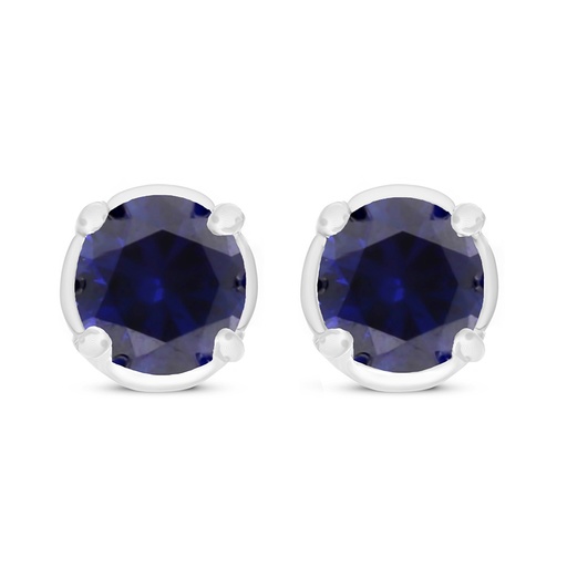 [EAR01SAP00000D105] Sterling Silver 925 Earring Rhodium Plated Embedded With Sapphire Corundum