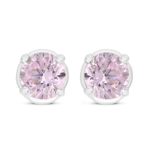 [EAR01PIK00000D105] Sterling Silver 925 Earring Rhodium Plated Embedded With Pink Zircon 