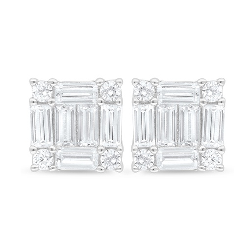 [EAR01WCZ00000D106] Sterling Silver 925 Earring Rhodium Plated Embedded With White Zircon