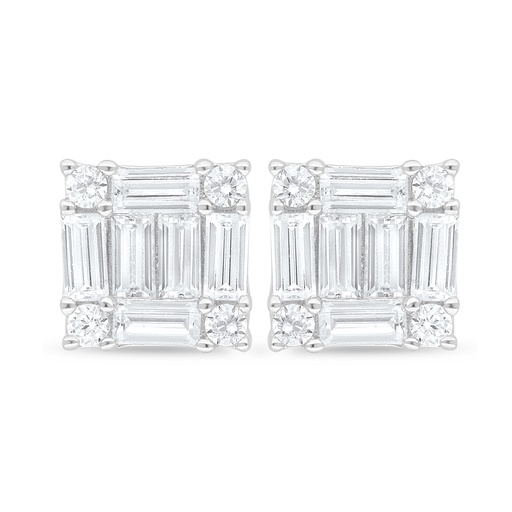 [EAR01WCZ00000D106] Sterling Silver 925 Earring Rhodium Plated Embedded With White Zircon