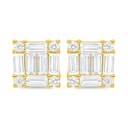 Sterling Silver 925 Earring Golden Plated Embedded With White Zircon