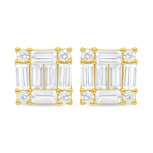 [EAR02WCZ00000D106] Sterling Silver 925 Earring Golden Plated Embedded With White Zircon