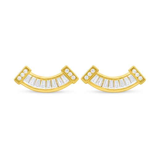 [EAR02WCZ00000D107] Sterling Silver 925 Earring Golden Plated Embedded With White Zircon