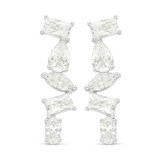 [EAR01CIT00000D108] Sterling Silver 925 Earring Rhodium Plated Embedded With Yellow Diamond 