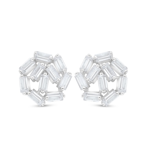 [EAR01WCZ00000D109] Sterling Silver 925 Earring Rhodium Plated Embedded With White Zircon