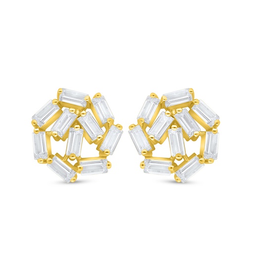 [EAR02WCZ00000D109] Sterling Silver 925 Earring Golden Plated Embedded With White Zircon