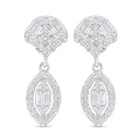 Sterling Silver 925 Earring Rhodium Plated Embedded With White Zircon