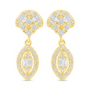 Sterling Silver 925 Earring Golden Plated Embedded With White Zircon