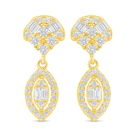 [EAR02WCZ00000D110] Sterling Silver 925 Earring Golden Plated Embedded With White Zircon