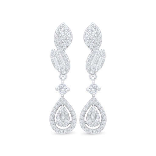 [EAR01WCZ00000D111] Sterling Silver 925 Earring Rhodium Plated Embedded With White Zircon