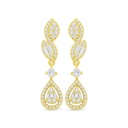 Sterling Silver 925 Earring Golden Plated Embedded With White Zircon