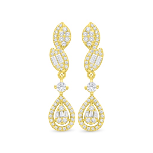 [EAR02WCZ00000D111] Sterling Silver 925 Earring Golden Plated Embedded With White Zircon