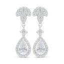 Sterling Silver 925 Earring Rhodium Plated Embedded With White Zircon