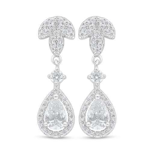 [EAR01WCZ00000D113] Sterling Silver 925 Earring Rhodium Plated Embedded With White Zircon