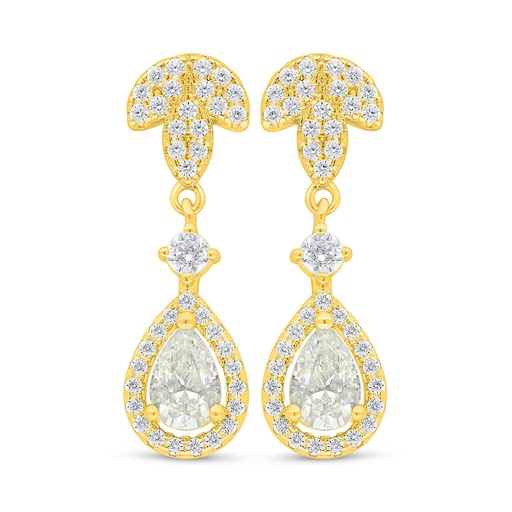 [EAR02WCZ00000D113] Sterling Silver 925 Earring Golden Plated Embedded With White Zircon