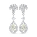 Sterling Silver 925 Earring Rhodium Plated Embedded With Yellow Diamond And White Zircon