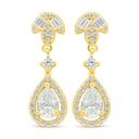 Sterling Silver 925 Earring Golden Plated Embedded With Yellow Diamond And White Zircon