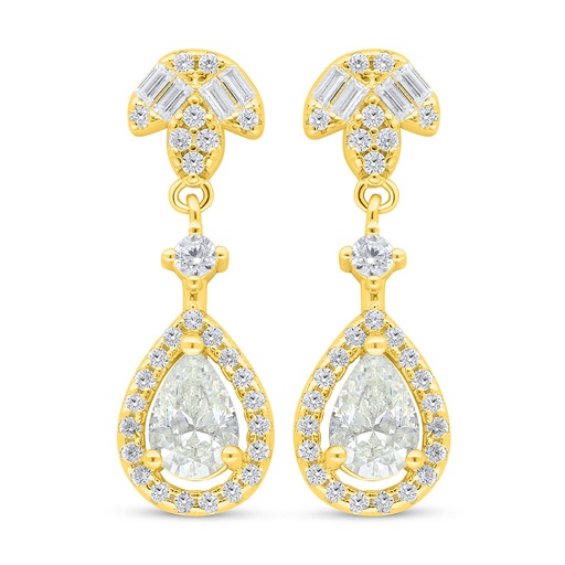 [EAR02CIT00WCZD114] Sterling Silver 925 Earring Golden Plated Embedded With Yellow Diamond And White Zircon