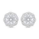 Sterling Silver 925 Earring Rhodium Plated Embedded With White Zircon