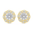 Sterling Silver 925 Earring Golden Plated Embedded With White Zircon