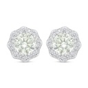 Sterling Silver 925 Earring Rhodium Plated Embedded With Yellow Diamond And White Zircon