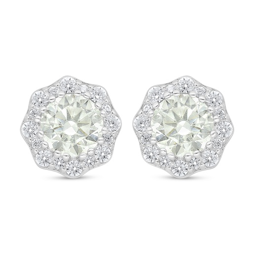 [EAR01CIT00WCZD115] Sterling Silver 925 Earring Rhodium Plated Embedded With Yellow Diamond And White Zircon