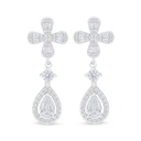 Sterling Silver 925 Earring Rhodium Plated Embedded With White Zircon