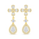 Sterling Silver 925 Earring Golden Plated Embedded With White Zircon