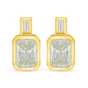 Sterling Silver 925 Earring Golden Plated Embedded With Yellow Diamond And White Zircon